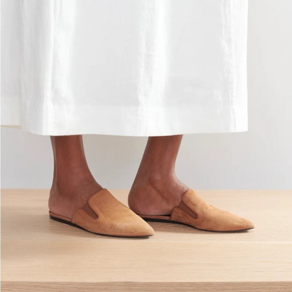 NWT $395 Jenni Kayne Suede Mules in Saddle Cognac Brown SZ EU 38/US 8 Classic